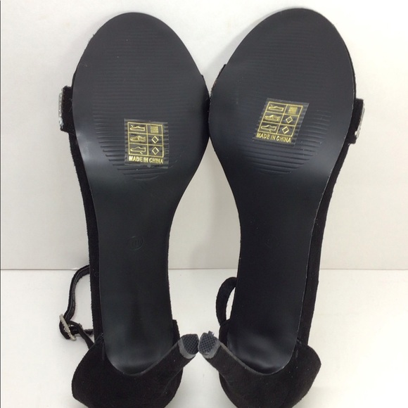 Lov Mark Black Suede Open Toe Heeled Sandals - Picture 8 of 12